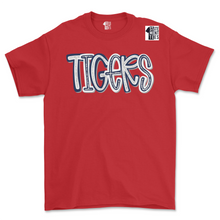 Load image into Gallery viewer, Red t-shirt with 'TIGERS' text on a white background